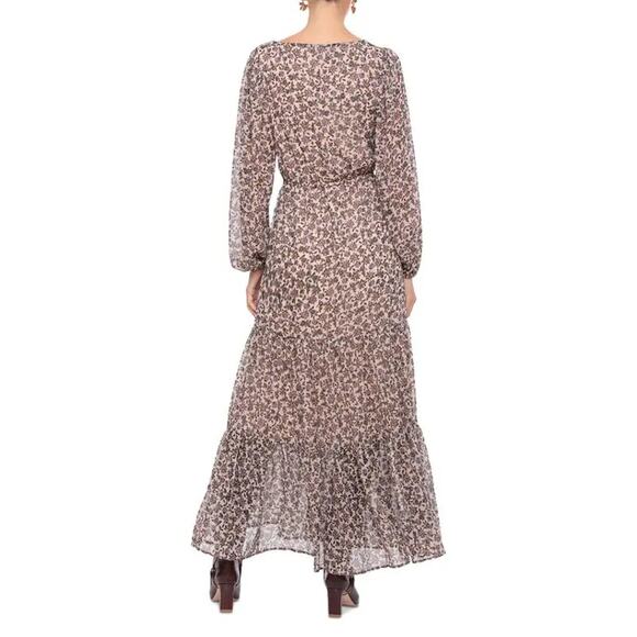 BAGATELLE COLLECTION WOMENS SIZE 6 FLORAL PRINT TIERED MAXI DRESS BEIGE BLUE NEW - Picture 2 of 14